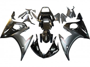 Carénages Moto Yamaha YZF R6 2003-2004 - Noir Brillant Noir Mat Or Caméléon