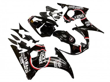 Carénages Moto Yamaha YZF 600 R6 2005 - Noir Brillant Blanc Lucky Strike Motul