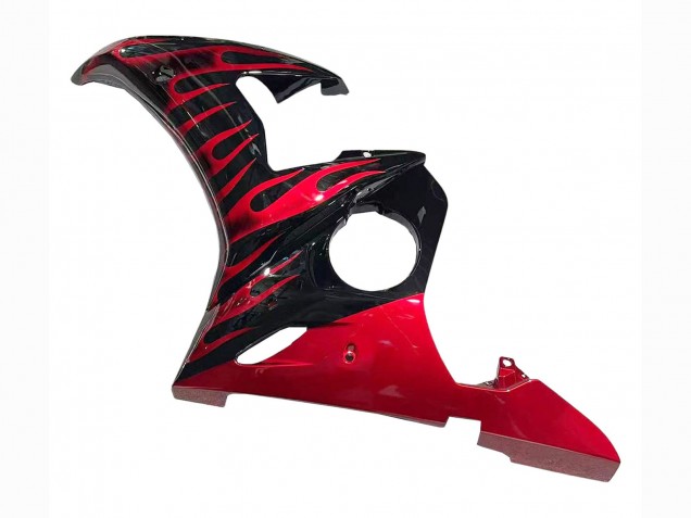 Carénages Moto Yamaha YZF 600 R6 2005 - Noir Rouge Flamme