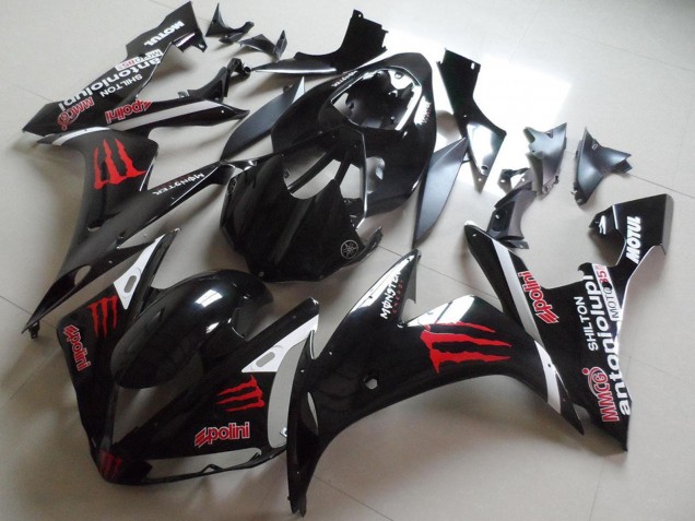 Carénages Moto Yamaha YZF R1 2004-2006 - Noir Brillant Rouge Monstre
