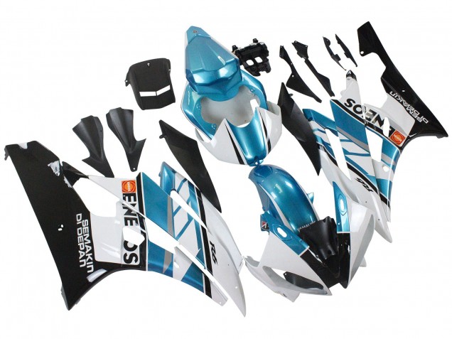 Carénages Moto Yamaha YZF 600 R6 2006-2007 - Blanc Bleu Noir Semakin Didepan ENEOS