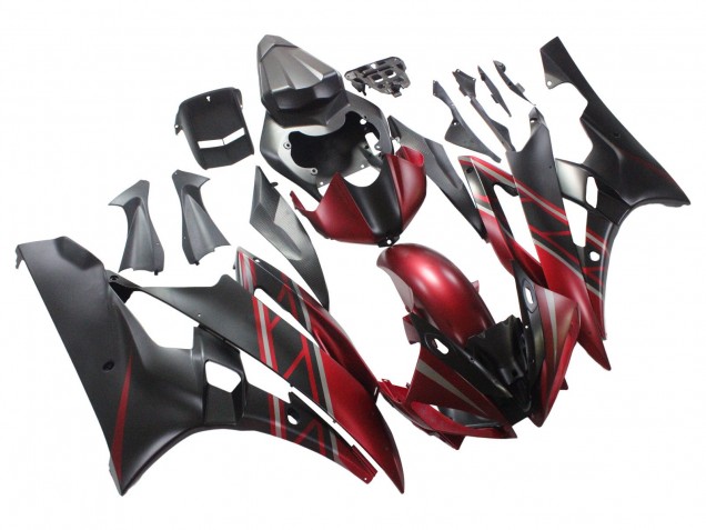 Carénages Moto Yamaha YZF 600 R6 2006-2007 - Rouge Noir Mat