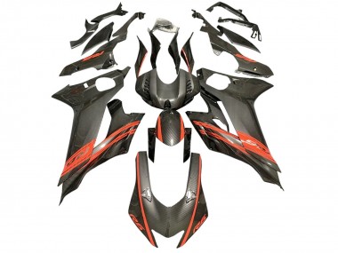 Carénages Moto Yamaha YZF 600 R6 2017-2023 - Rouge Noir Fibre de Carbone Style