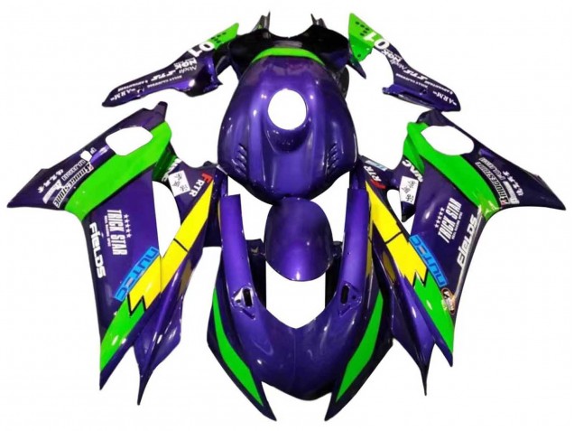 Carénages Moto Yamaha YZF 600 R6 2017-2023 - Vert Violet Jaune Noir Trick Star