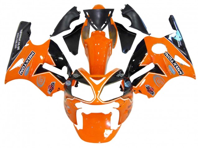 Carénages Moto Kawasaki ZX12R 2002-2006 - Orange Jaune Noir Elf Maxton