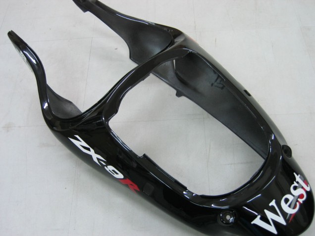 Carénages Moto Kawasaki ZX9R 2000-2001 - Noir Brillant Blanc West