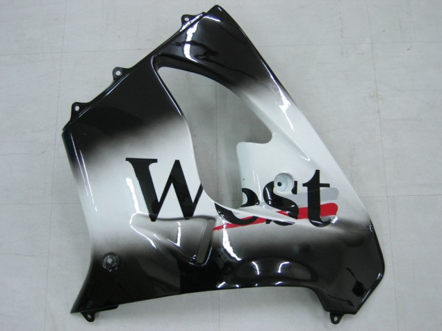 Carénages Moto Kawasaki ZX9R 2000-2001 - Noir Brillant Blanc West