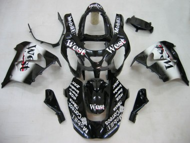 Carénages Moto Kawasaki ZX9R 2000-2001 - Noir Brillant Blanc West