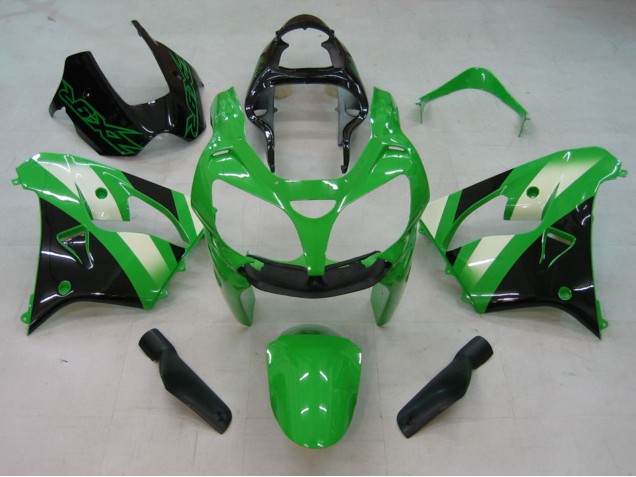 Carénages Moto Kawasaki ZX9R 2000-2001 - Vert Argent Noir