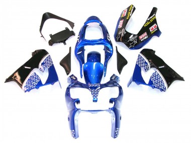 Carénages Moto Kawasaki ZX9R 2000-2001 - Bleu Blanc Noir