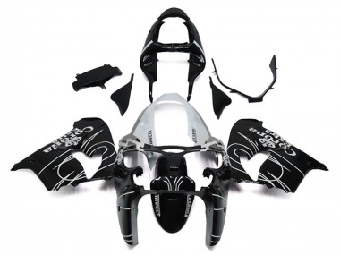 Carénages Moto Kawasaki ZX9R 2000-2001 - Noir Brillant Blanc Corona Extra
