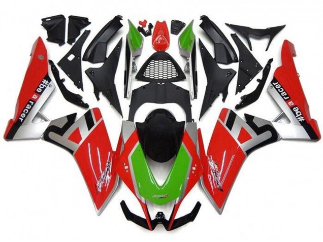 Carénages Moto Aprilia RSV4 1000 2009-2015 - Rouge Argent Vert Noir