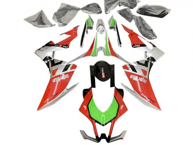 Carénages Moto Aprilia RSV4 1000 2016-2020 - Rouge Argent Noir Vert