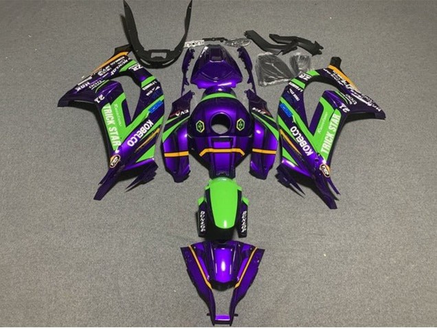 Carénages Moto Kawasaki ZX10R 2016-2020 - Violet Vert Trick Star Kobelco