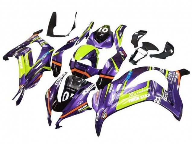 Carénages Moto Kawasaki ZX10R 2016-2020 - Violet Jaune Trick Star Kobelco