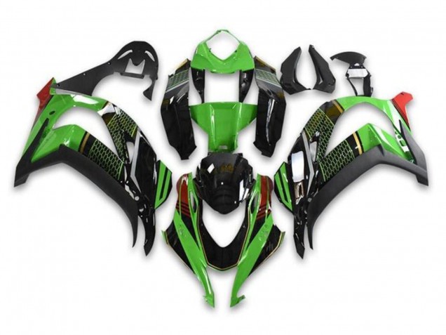 Carénages Moto Kawasaki ZX10R 2016-2020 - Vert Noir Brillant Rouge Rayon de Miel
