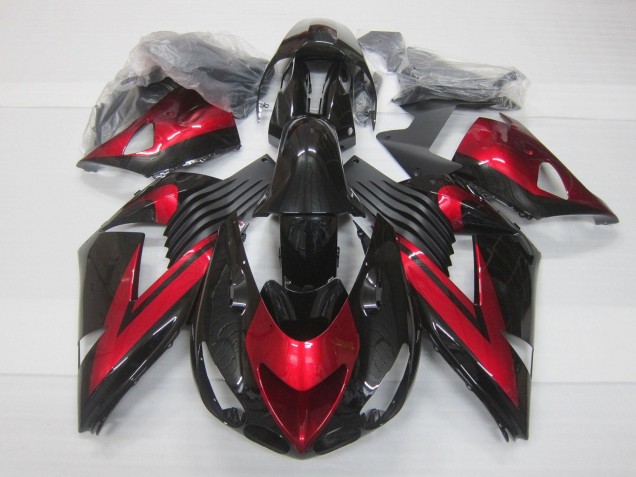 Carénages Moto Kawasaki ZX14R ZZR1400 2006-2011 - Bonbon Rouge Noir Brillant