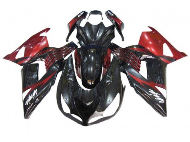 Carénages Moto Kawasaki ZX14R ZZR1400 2006-2011 - Rouge Noir Brillant Blanc Décalque