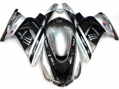 Carénages Moto Kawasaki ZX14R ZZR1400 2006-2011 - Argent Noir Elf Touch4 Monstre Bridgestone