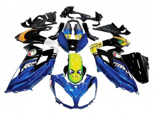Carénages Moto Kawasaki Ninja 650 EX650 2012-2016 - Bleu Jaune Requin