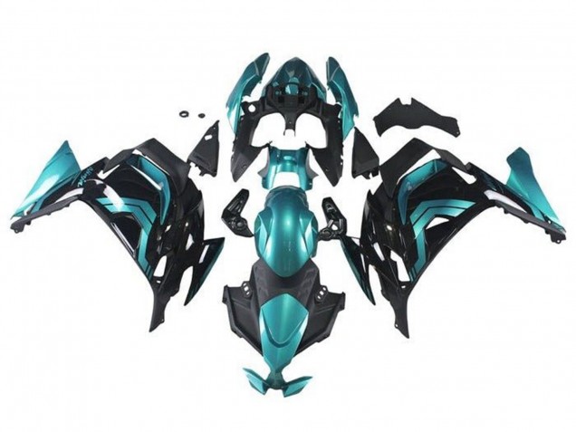 Carénages Moto Kawasaki Ninja 650 EX650 2020-2024 - Bleu Sarcelle Noir