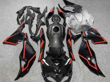 Carénages Moto Kawasaki ZX25R ZX-25R 2019-2025 - Noir Fausse Fibre de Carbone Rouge