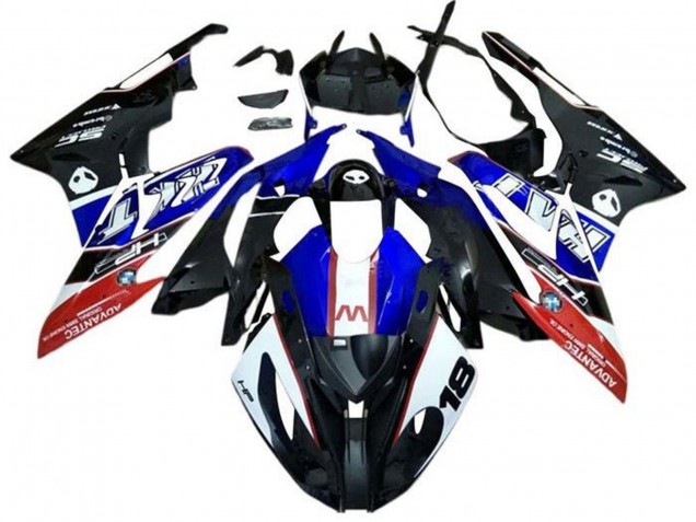 Carénages Moto BMW S1000RR 2015-2016 - Blanc Rouge Bleu Noir