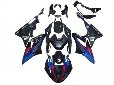 Carénages Moto BMW S1000RR 2015-2016 - Bleu Rouge Noir Mat