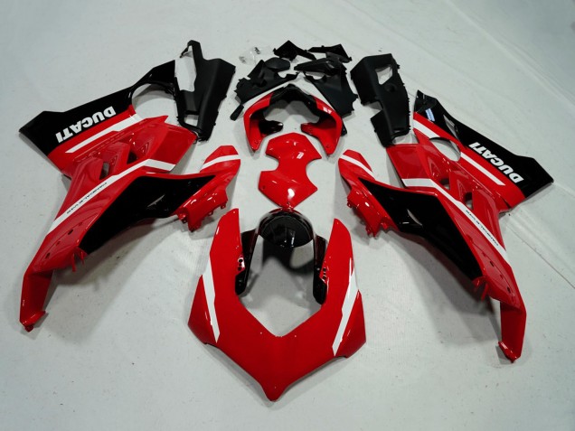 Carénages Moto Ducati Panigale V4 V4S 2020-2021 - Rouge Blanc Noir Brillant Bande