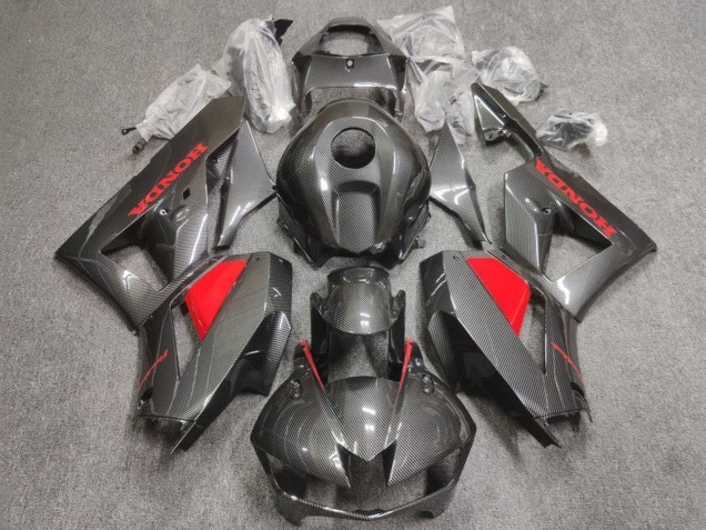 Carénages Moto Honda CBR600RR 2013-2026 - Fausse Fibre de Carbone Rouge