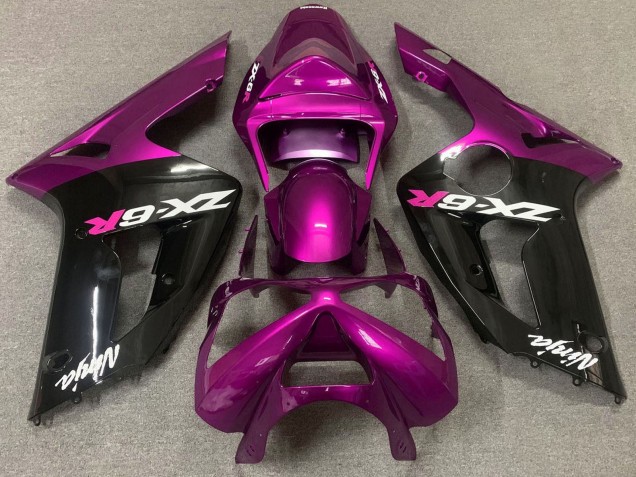 Carénage Moto Kawasaki ZX6R 2003-2004 - Violet Noir Brillant