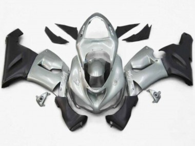 Carénages Moto Kawasaki ZX6R 2005-2006 - Argent Noir Mat