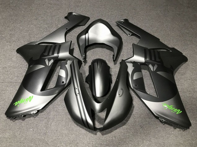Carénages Moto Kawasaki ZX6R 2007-2008 - Argent Mat Noir Mat Crâne
