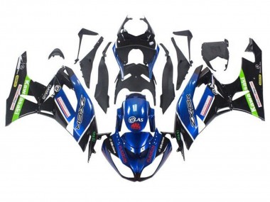 Carénages Moto Kawasaki ZX6R 2009-2012 - Bleu Noir Brillant Rouge Vert
