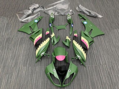 Carénages Moto Kawasaki ZX6R 2009-2012 - Jaune Rose Vert Mat Requin