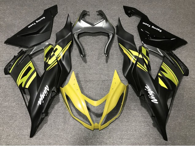 Carénages Moto Kawasaki ZX6R 2013-2018 - Noir Mat Jaune