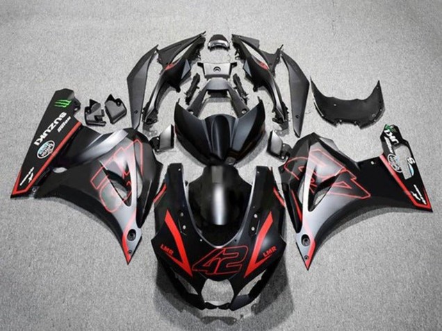 Carénages Moto Suzuki GSXR1000 2017-2025 - Noir Mat Rouge 42