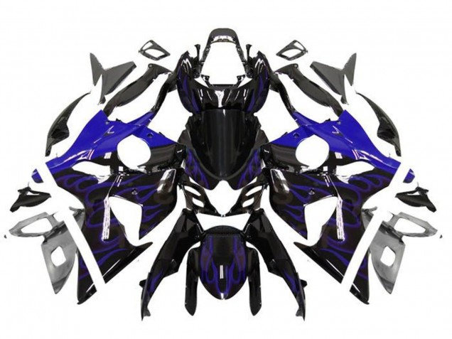Carénages Moto Suzuki GSXR 1000 2009-2016 - Noir Brillant Bleu Flamme