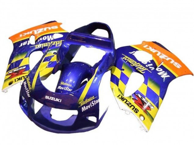 Carénages Moto Suzuki GSXR 600 / GSXR 750 1996-2000 - Bleu Orange Jaune Telefumica MoviStar