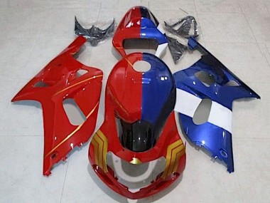 Carénages Moto Suzuki GSXR 600 / GSXR 750 2001-2003 - Rouge Bleu Diviser Or