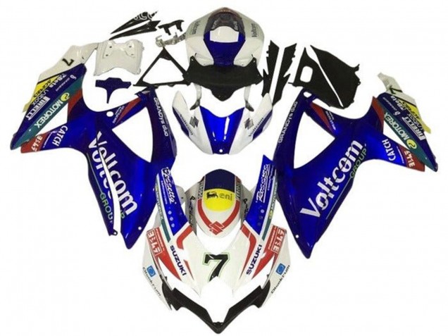 Carénages Moto Suzuki GSXR 600 / GSXR 750 2008-2010 - Blanc Bleu Jaune Rouge Voltcom 7
