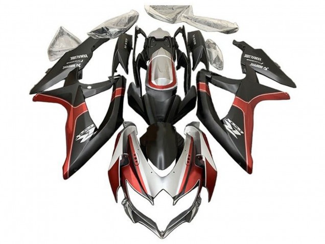 Carénages Moto Suzuki GSXR 600 / GSXR 750 2008-2010 - Argent Rouge Noir Mat
