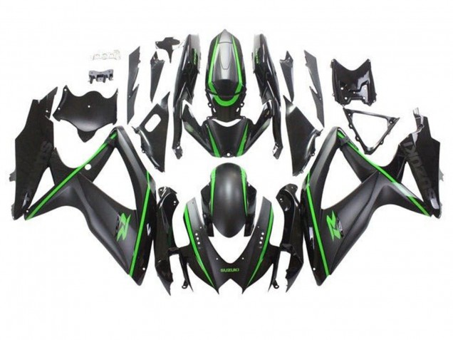 Carénages Moto Suzuki GSXR 600 / GSXR 750 2008-2010 - Noir Mat Vert Bande