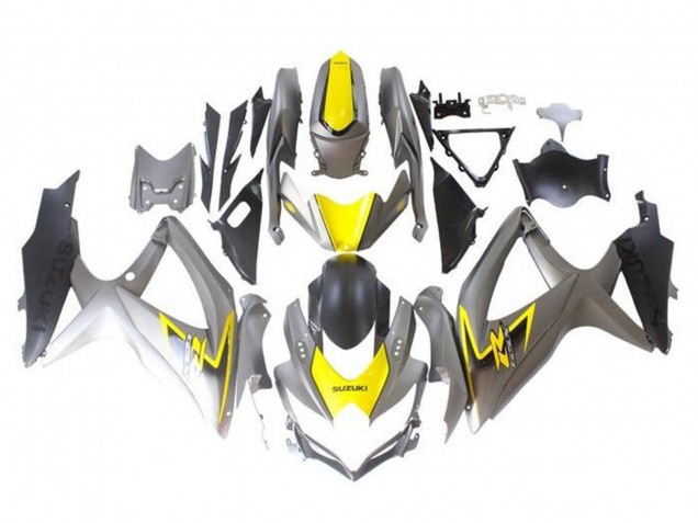 Carénages Moto Suzuki GSXR 600 / GSXR 750 2008-2010 - Argent Jaune Noir