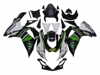 Carénages Moto Suzuki GSXR 600 / GSXR 750 2011-2024 - Blanc Vert Noir Monstre 46