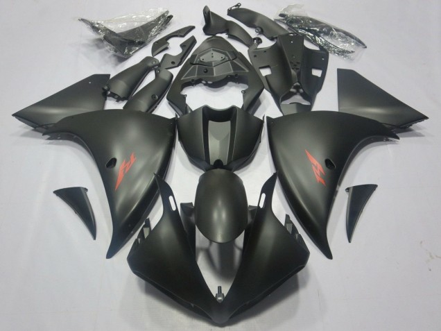 Carénages Moto Yamaha YZF 1000 R1 2012-2014 - Noir Mat Rouge Décalque