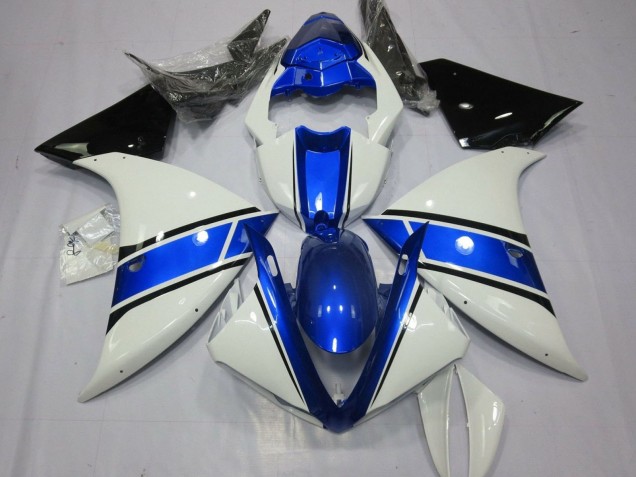 Carénages Moto Yamaha YZF 1000 R1 2012-2014 - Blanc Bleu Noir