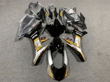 Carénages Moto Yamaha YZF 1000 R1 2015-2019 - Argent Jaune Noir Brillant