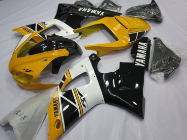 Carénages Moto Yamaha YZF 1000 R1 1998-1999 - Jaune Blanc Noir Brillant
