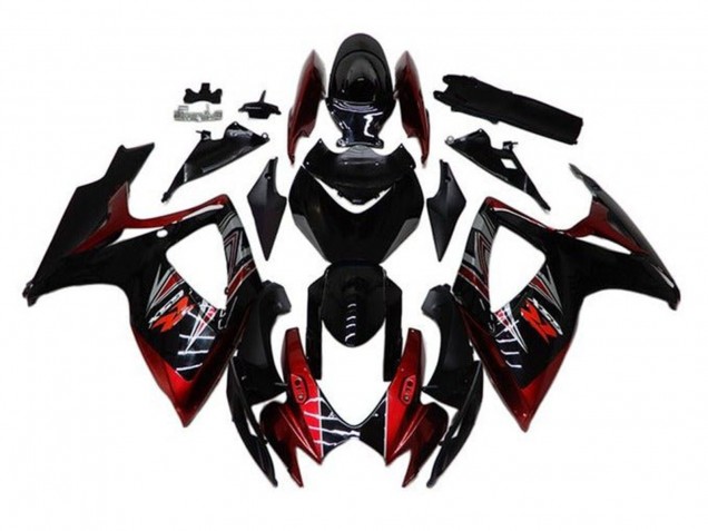 Carénages Moto Suzuki GSXR 600 / GSXR 750 2006-2007 - Noir Brillant Rouge